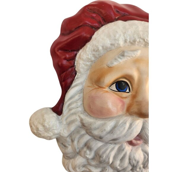 Santa Claus Face Wall Hanging Christmas Decoration Red/White Vintage Look 13x10 - Picture 8 of 12